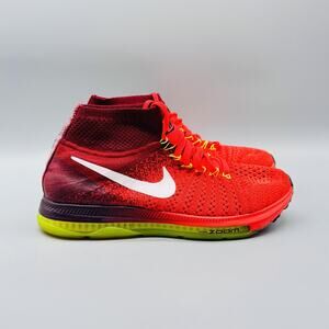 Nike Shoes Womens 7 Red Flyknit Zoom All Out Volt High Top Running Sneakers